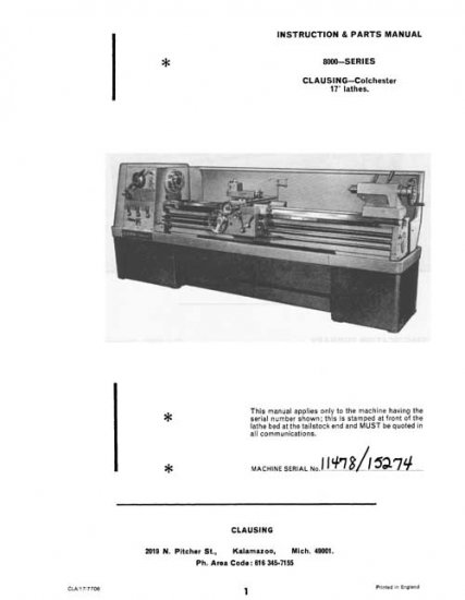 clausing colchester lathe manual pdf